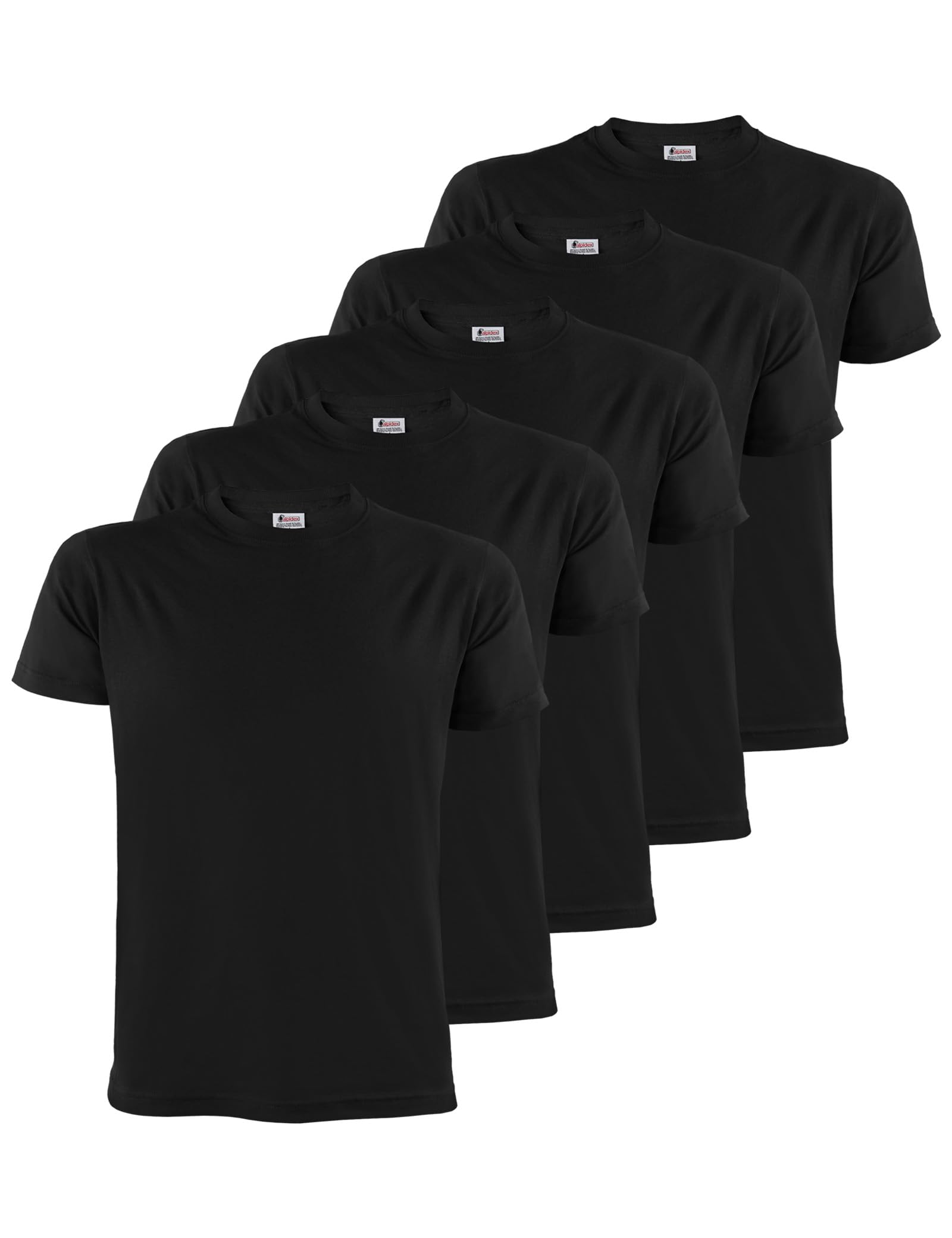 ALPIDEX Men's T-Shirts Pack of 5 with Round Neck, Plain Size S M L